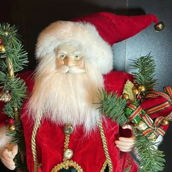 Holiday Time Standing Santa with Gifts And Walking Stick Christmas Decor 18” - Picture 3 of 10